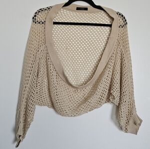 🔴Rienda Beige Crochet Bolero Cardigan